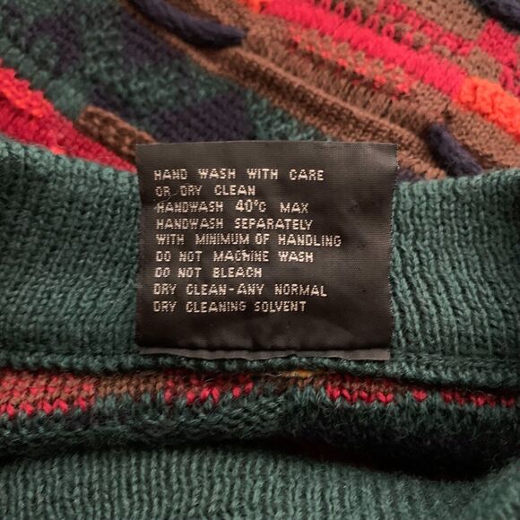 Coogi Australia 3D Knit Sweater Men's M Mock High Neck Green Orange Red Brown - Picture 8 of 8